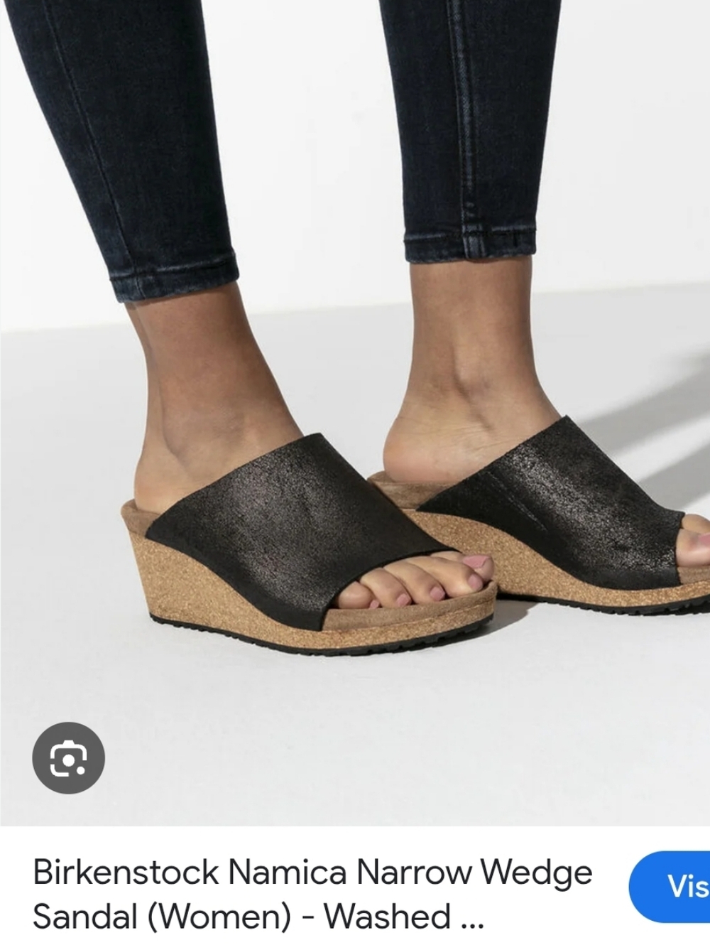 Birkenstock Washed Black Namica Narrow Wedge Slide.New Condition